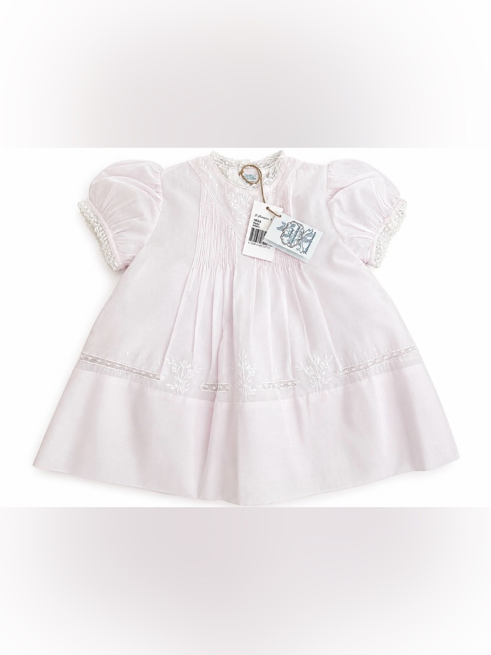 Feltman Brothers Pink Heirloom Baby Dress NB 3M NWT Smocked Embroidered Lace